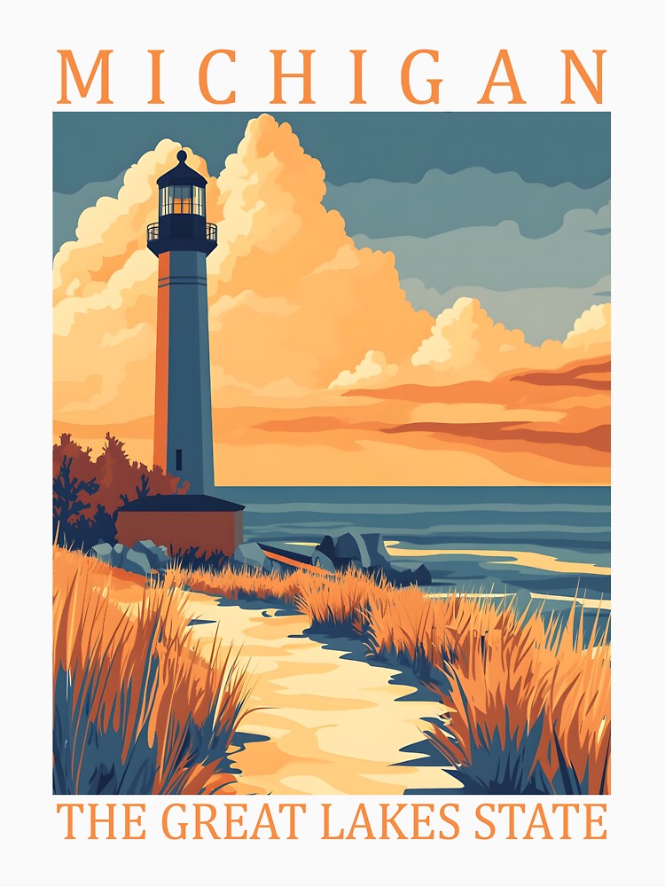 22 Michigan Travel Poster by Lucy Goosy Art