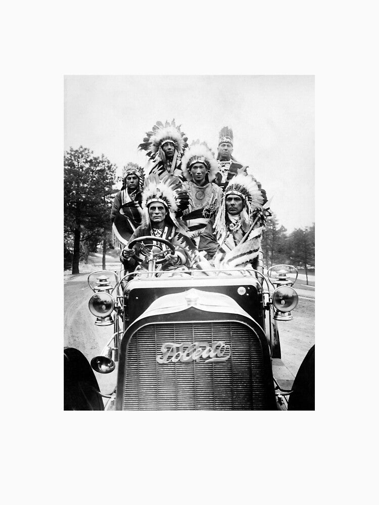 Native Americans In Traditional Dress Driving Car - 1905 by warishellstore