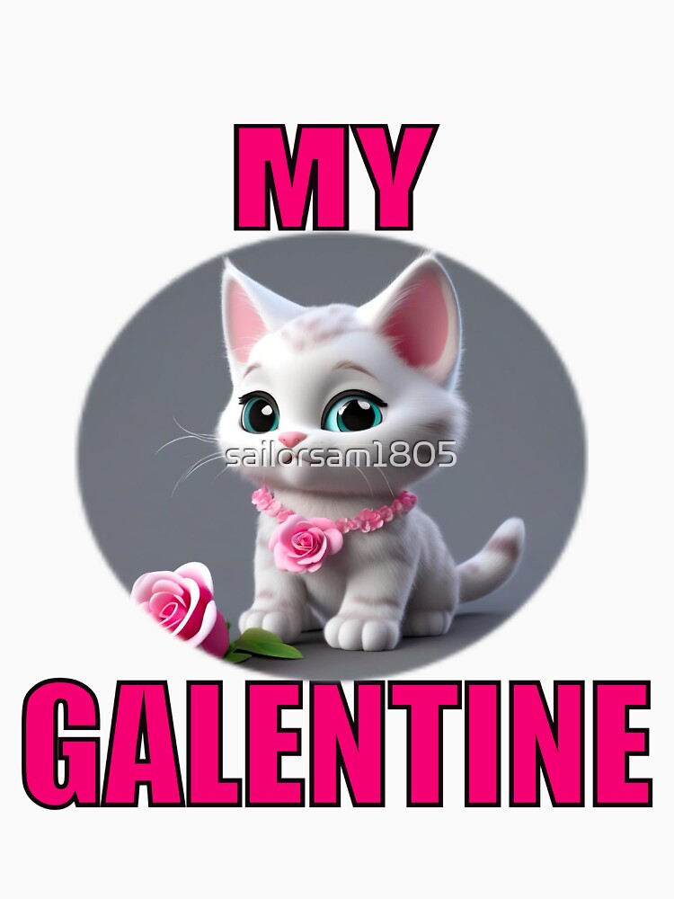 Soft White Super Cute kitten on Galentines day and Galentines party, gift idea for Galentines day by sailorsam1805