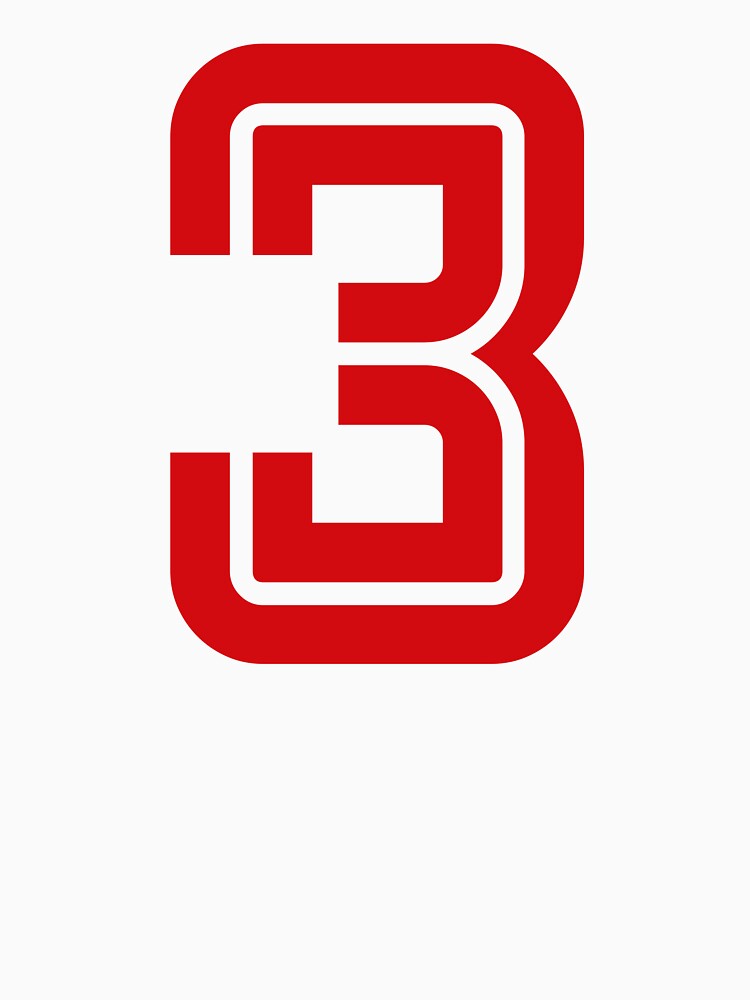 No. 3 / Player Number Three / Football Player Number 3 (Red) by STUDIO-72