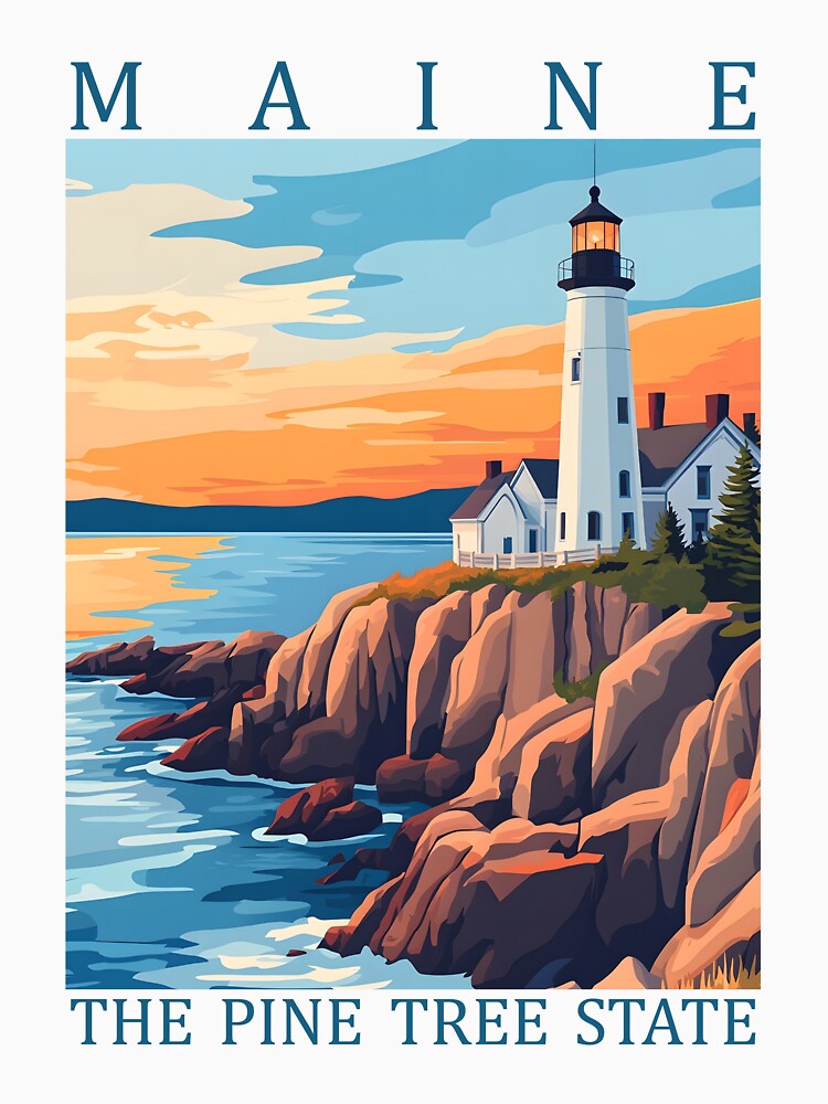 19 Maine Travel Poster by Lucy Goosy Art