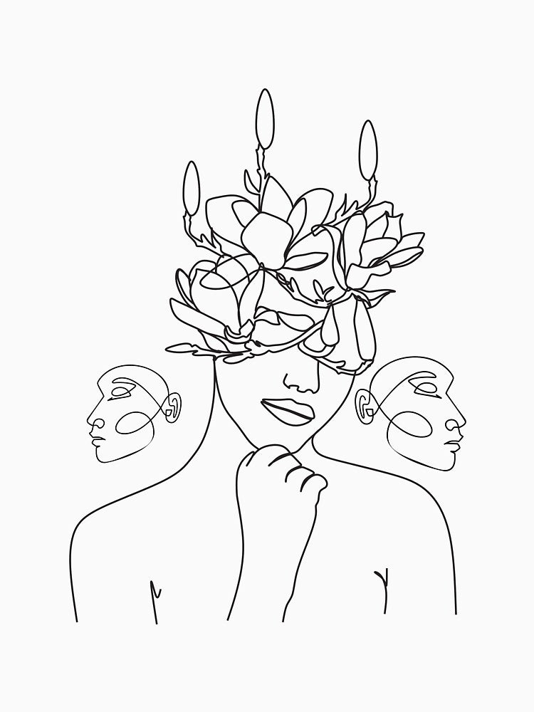 Woman Plant Head Line Art, abstract flower head woman line art by shopytee ⭐ ⭐ ⭐ (11k)