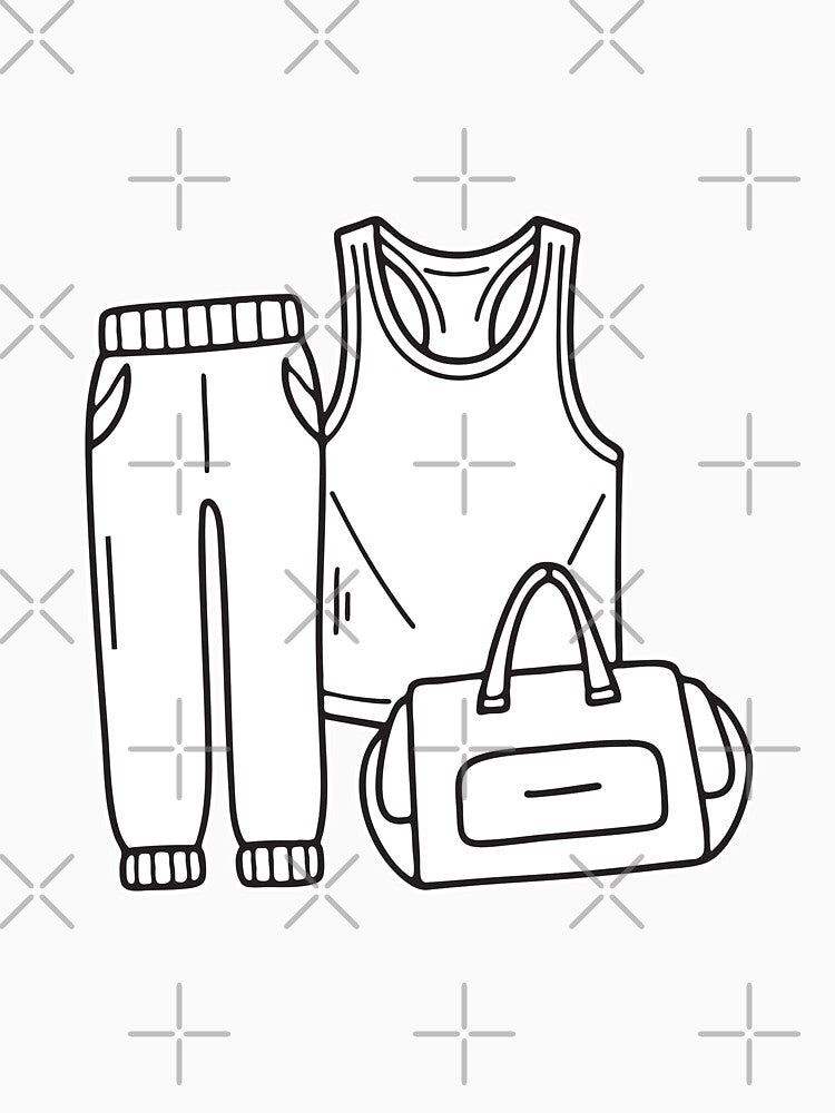 A pair of sportswear pants lying beside a gym bag by rasagamastore