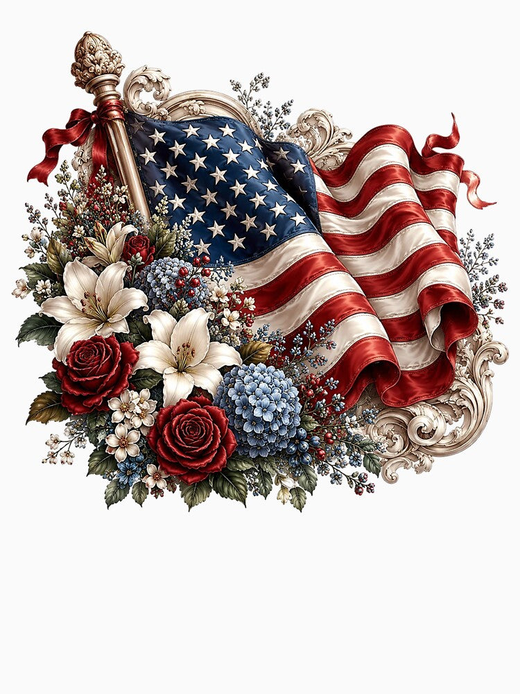 Patriotic Floral American Flag by PetalGarden