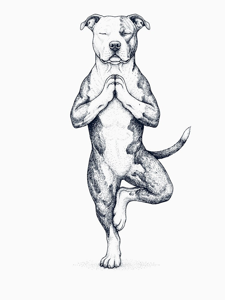 Vintage American Staffordshire Terrier Yoga Tree Pose Dog Mom Lover by TerryConnells