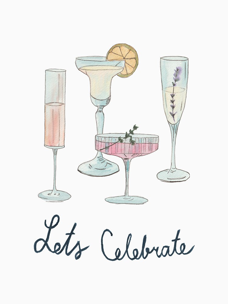 Lets Celebrate - Watercolour Cocktail Illustration by LLilyArt