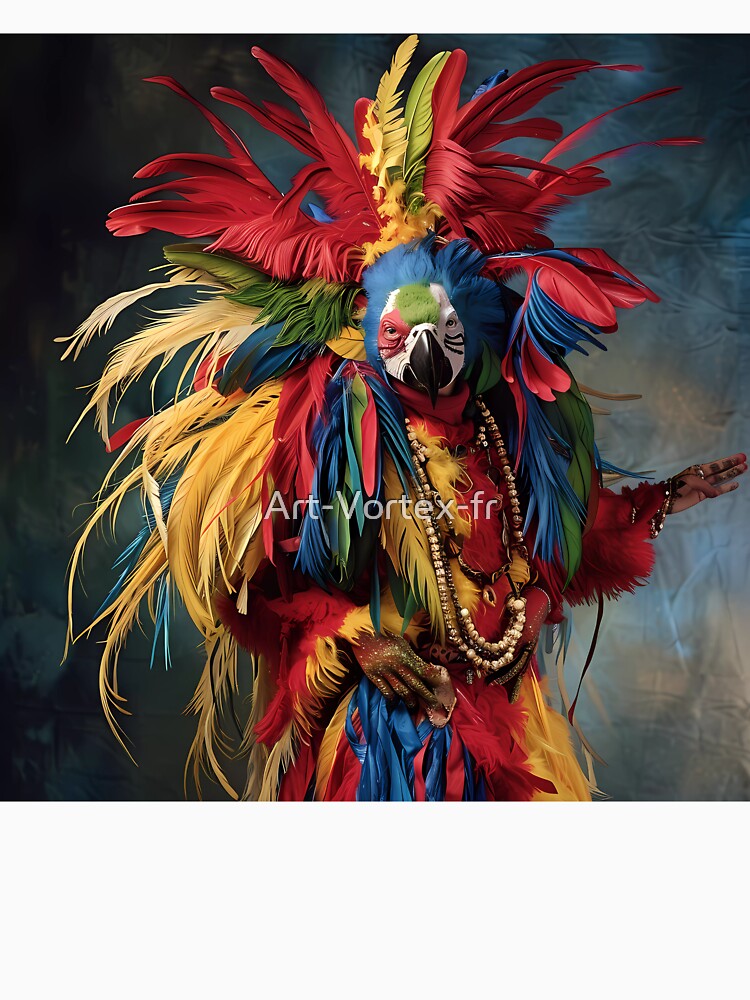 “Plucked elegance: Parrot with human appearance” by Art-Vortex-fr