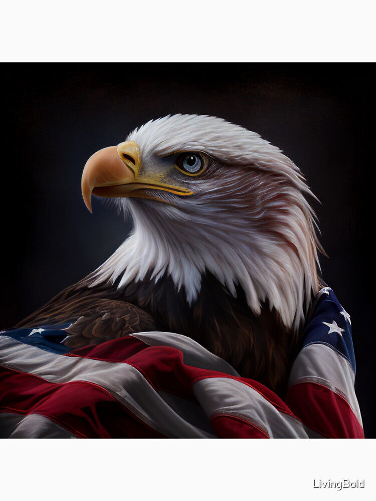 Bald Eagle Head with the American Flag background | Patriotic | Home Decor | Gift | by LivingBold
