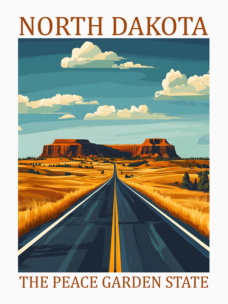 34 North Dakota Travel Poster by Lucy Goosy Art