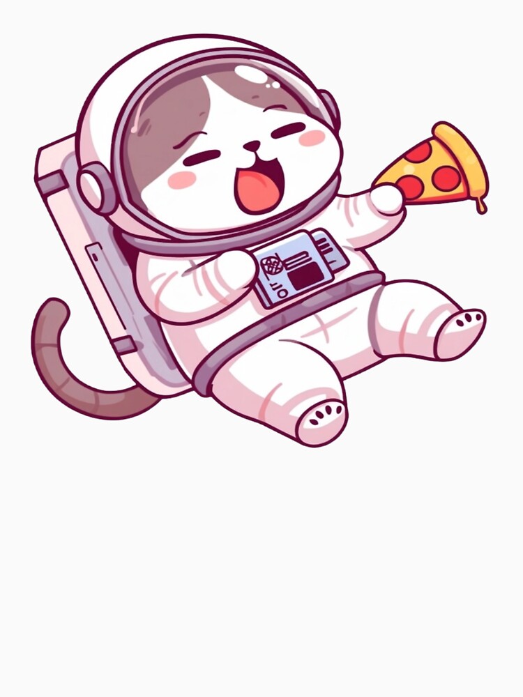 Cute Astronaut Cat Eating Pizza by ItzLacarth