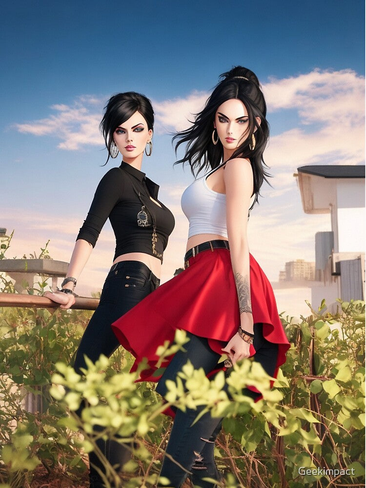 Lovely artwork featuring trendy fashionable glamorous women by Vintage Designs +