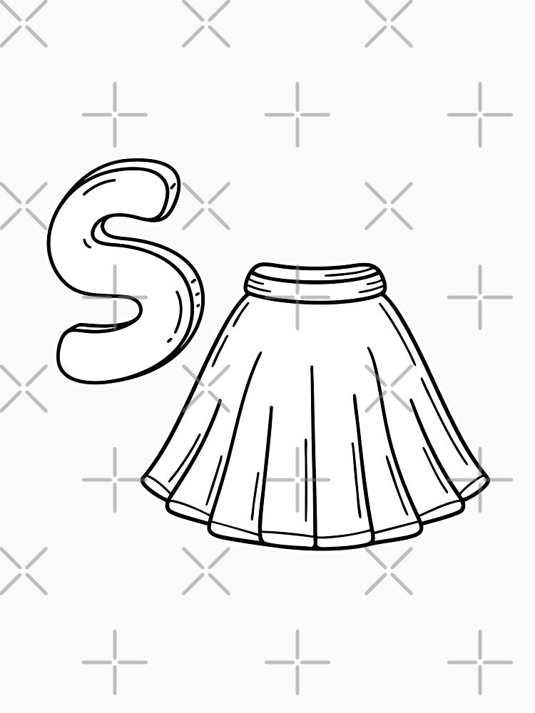 An illustration of letter S stand for Skirt by rasagamastore