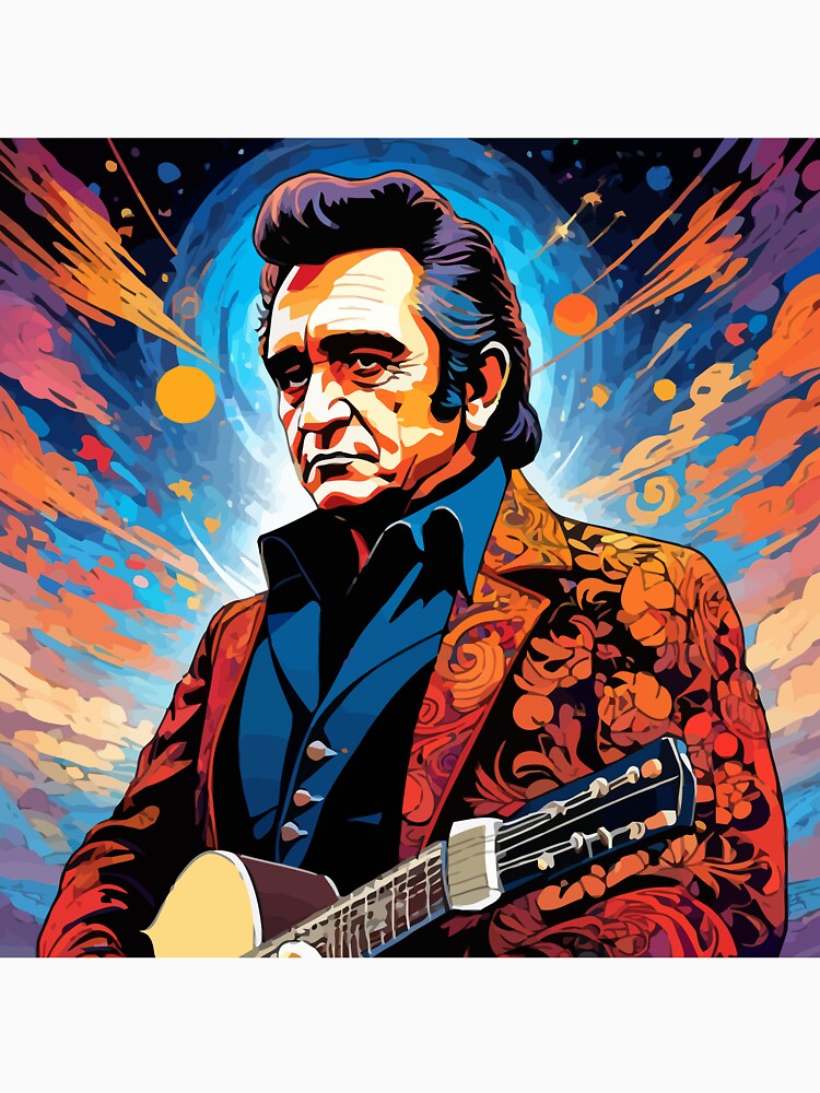 Johnny Cash Hurt With Guitar On A Trippy Background by clon-dot-net