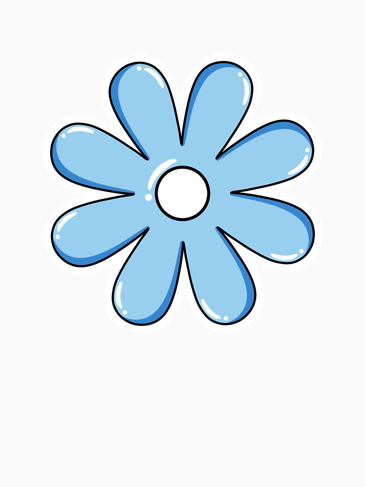 Cute Blue Flower Sticker – Kawaii Daisy Aesthetic by Papiertriangle Unisex , , , Long Sleeve Tee