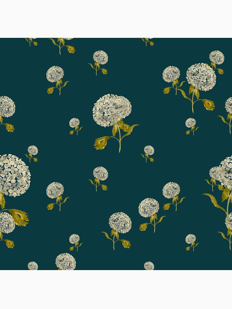 Hydrangea flower cute ornate pattern a watercolor turquoise by Yana Mustafina | Boho Soulful Designs