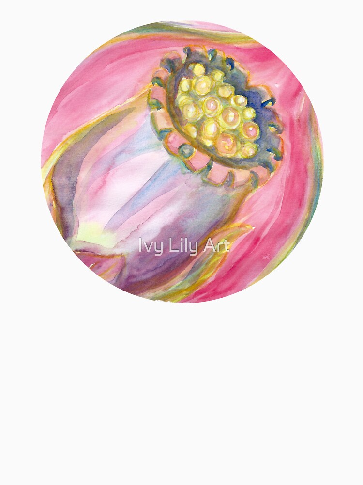 Red Campion Seed Pod - Abstract Watercolor by Ivy Lily Art