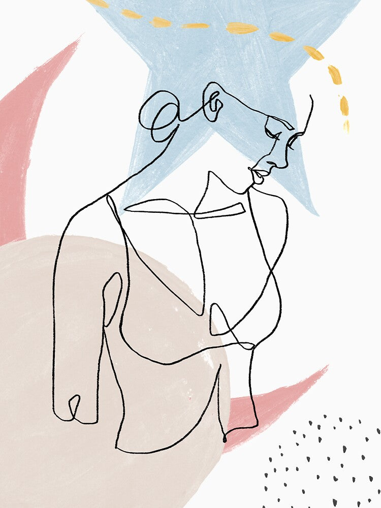 Woman In Bra, Line Art, Line Drawing, One Line, Outline, Female by Krystian Paradowski