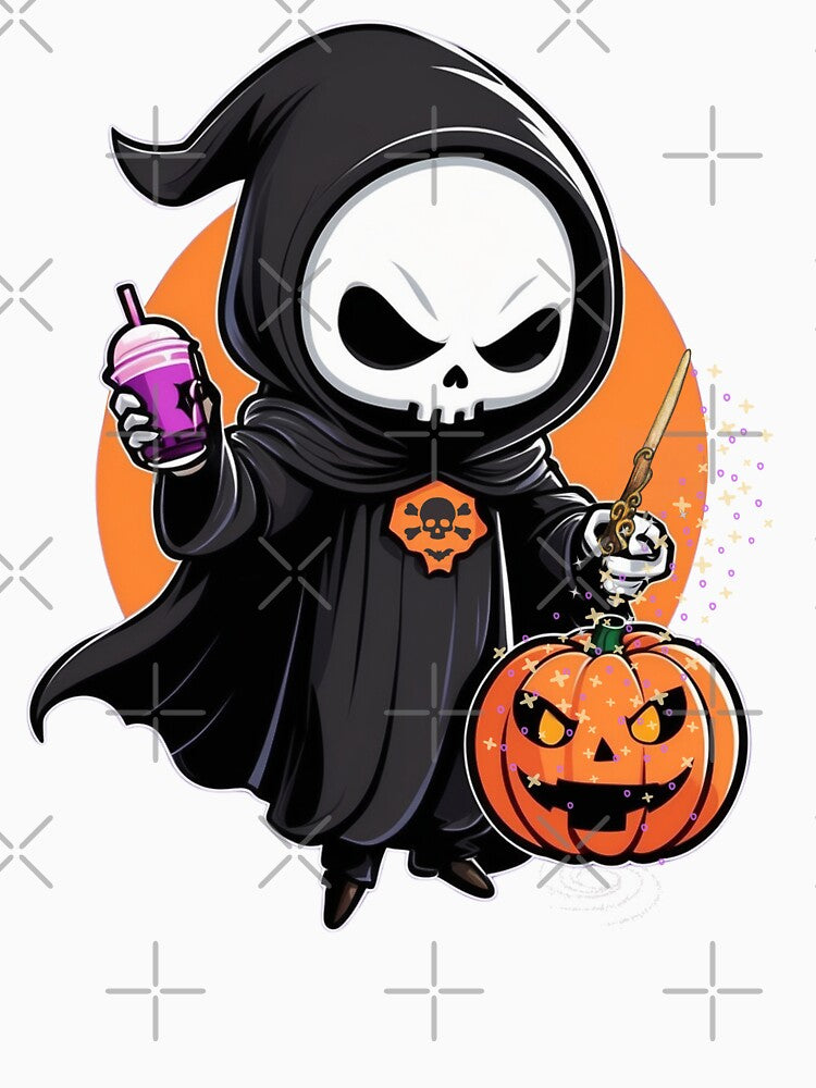Ghost Halloween Cute Ghost Magic Wand with Boba Tea by OurGirlGertie