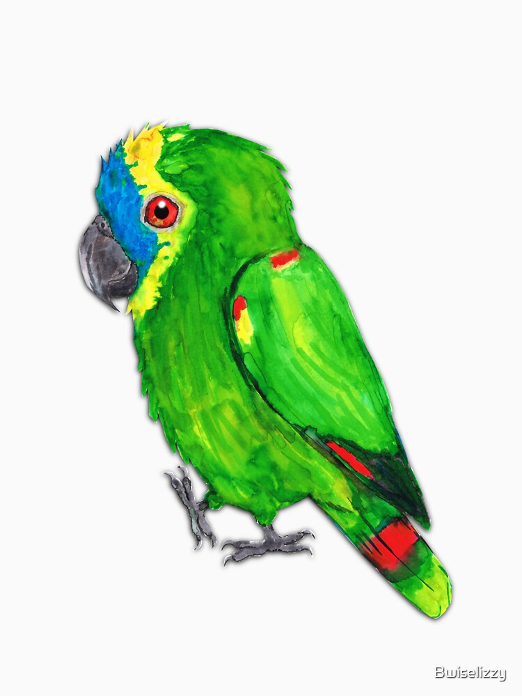 Turquoise-fronted amazon watercolor painting by Bwiselizzy