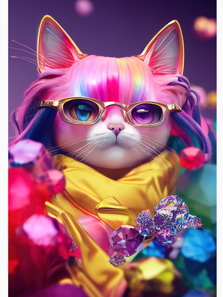 Сolorful glamorous portrait of a cat in glasses by NadiiaSemyroz