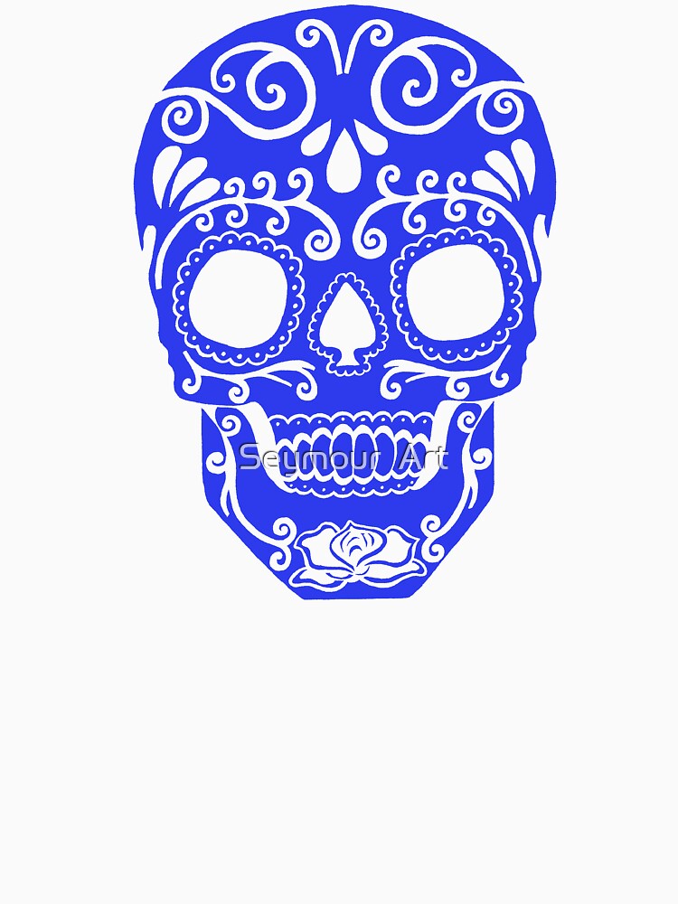 blue sugar skull with transparent pattern by Seymour  Art