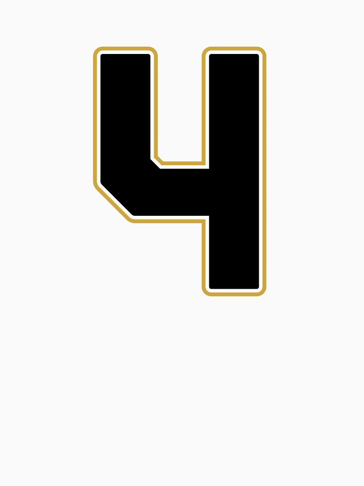 Jersey Number 4 / Player Shirt Number Four (Black with Gold Outline) by STUDIO-72