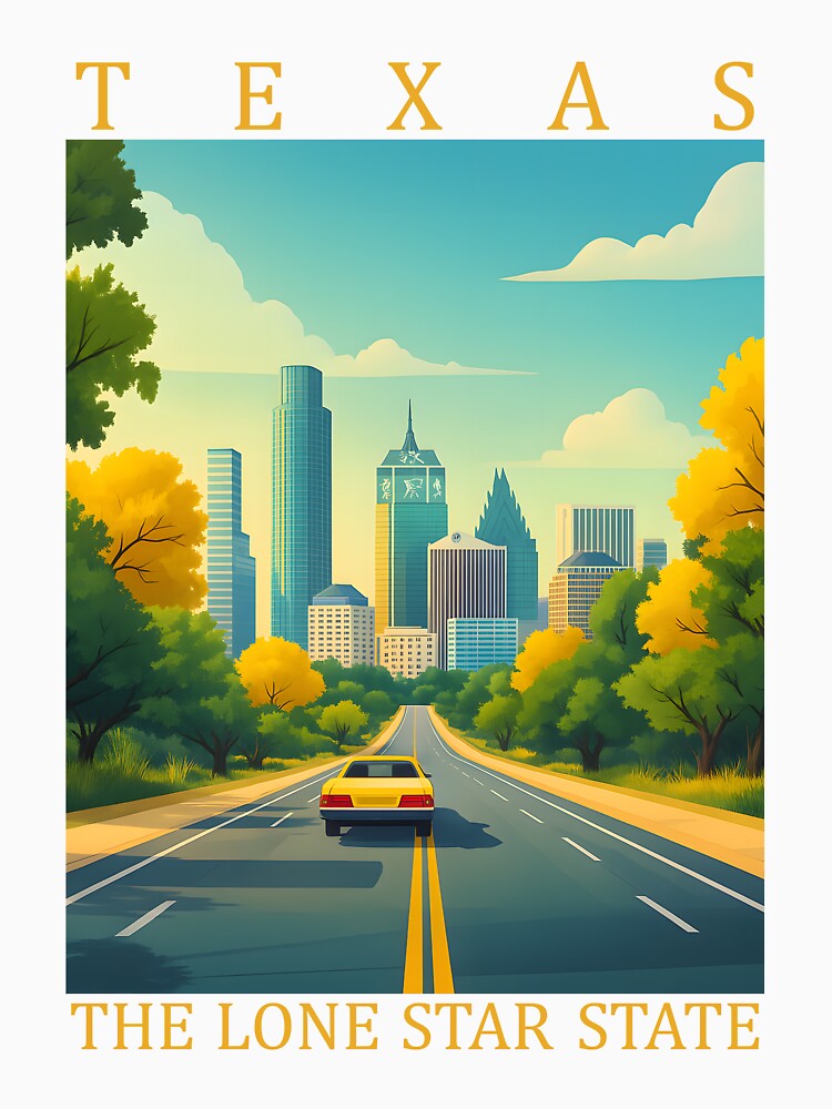43 Texas Travel Poster by Lucy Goosy Art