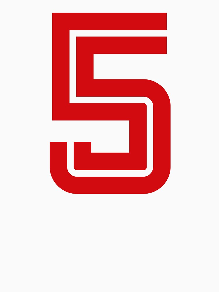 No. 5 / Player Number Five / Football Player Number 5 (Red) by STUDIO-72