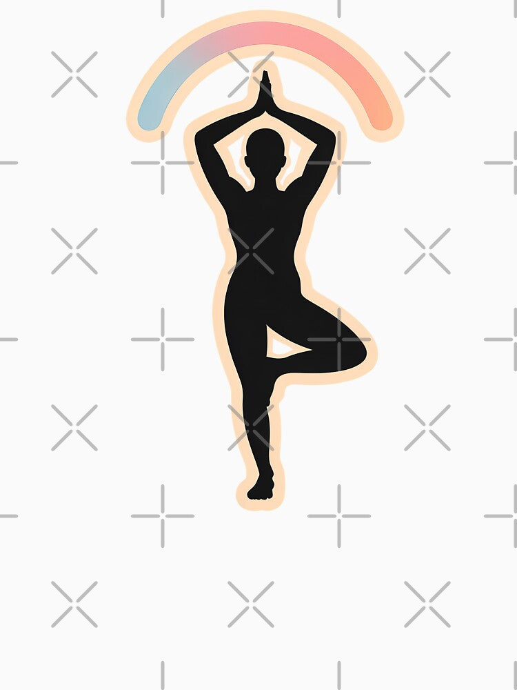 Soft Strength Yoga Tree Pose – Minimalist Pastel Silhouette by TrendMorphic Unisex , , , Long Sleeve Tee