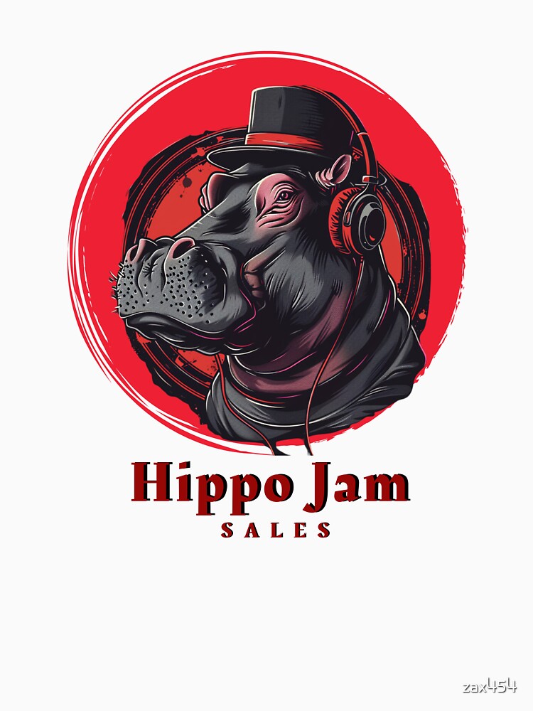 Eccentric Ecommerce: Hip-Hop Hippo in Top Hat & Headphones - Art for T-Shirt Design by zax454