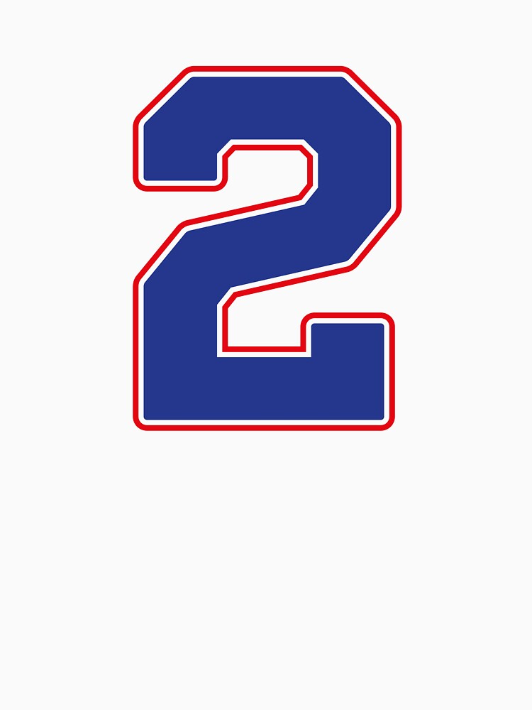 Jersey Number 2 / Player Shirt Number Two (Blue with Red Outline) by STUDIO-72