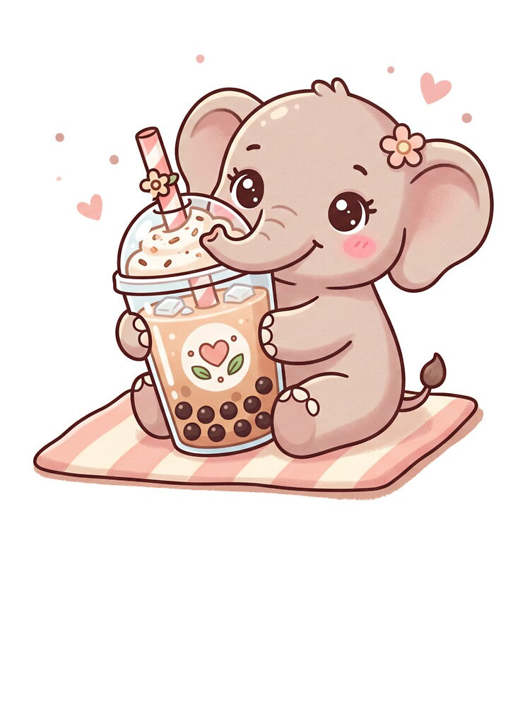 A Charming Elephant - Bubble Tea Cup Pastel Brown by DigitfanStudio