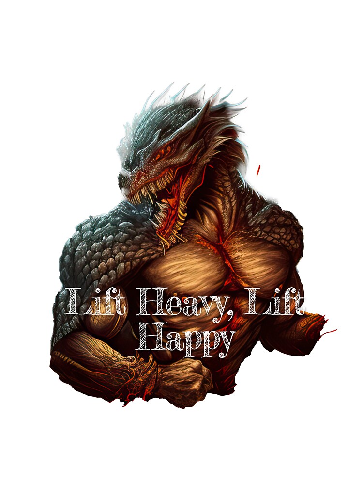 Lift Heavy, Lift Happy_Bodybuilding Fitness Gym Workout Exercise Merch Print Desgin by tengamerx