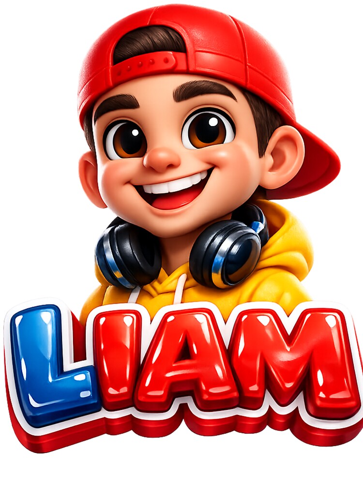 Liam – Cool Cartoon Name Mascot Sticker by AlexLineArt