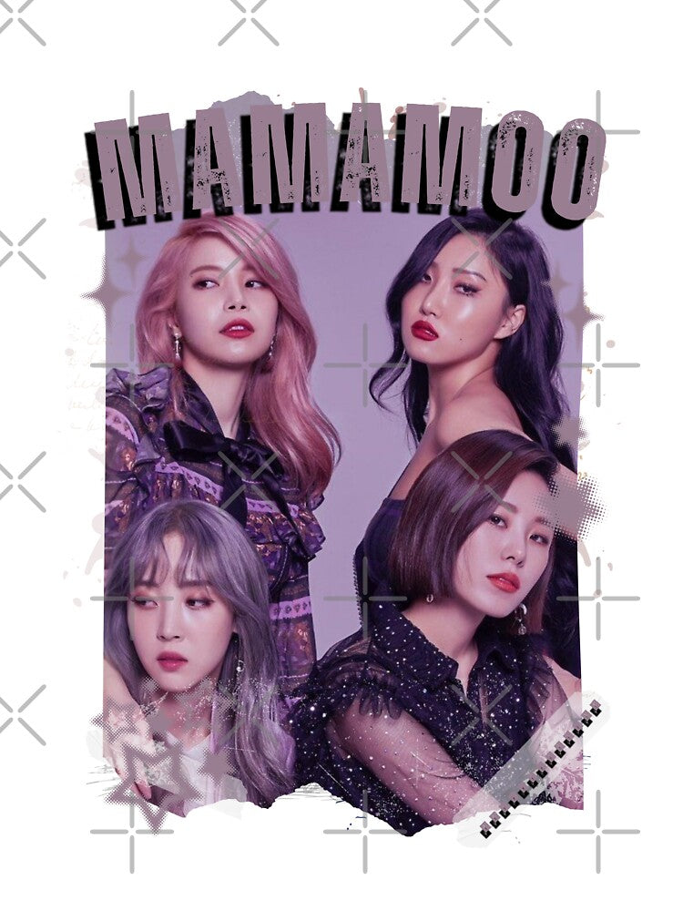 Mamamoo Kpop Female group Scrapbook Collage Cozy Y2K Vintage Design by HELL0WBELLO Unisex , , , Long Sleeve Tee