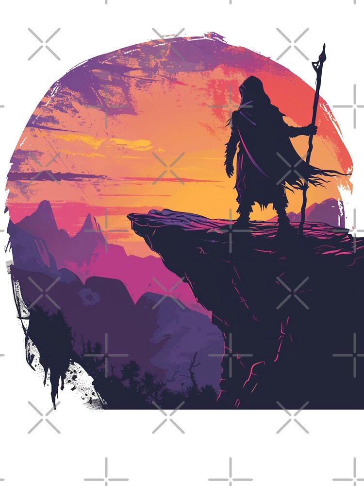 Neon Dream Wanderer - Retro Fantasy Adventure Art by VectorForge