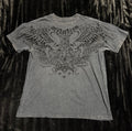 Affliction Y2K Grunge Grey Skull Wings Homage T Shirt Biker Mens Size XL USA Unisex , , , Long Sleeve Tee