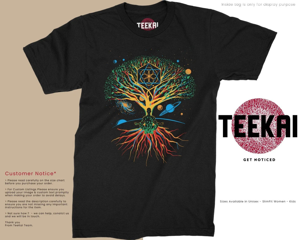 Meditation Tree of Life Unisex Peaceful Mandala Zen Tee Spiritual Gifts Unisex , , , Long Sleeve Tee