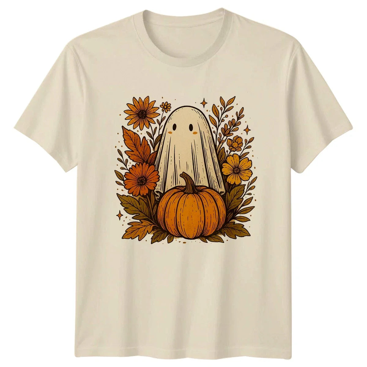 Cute Ghost and Pumpkin Autumn Fall Seasonal Gift For Him And Her Unisex , , , Long Sleeve Tee