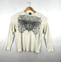 MMA Elite Shirt Mens XXL Off White Thermal Vintage Y2K Goth Grunge Cross Wings Unisex , , , Long Sleeve Tee