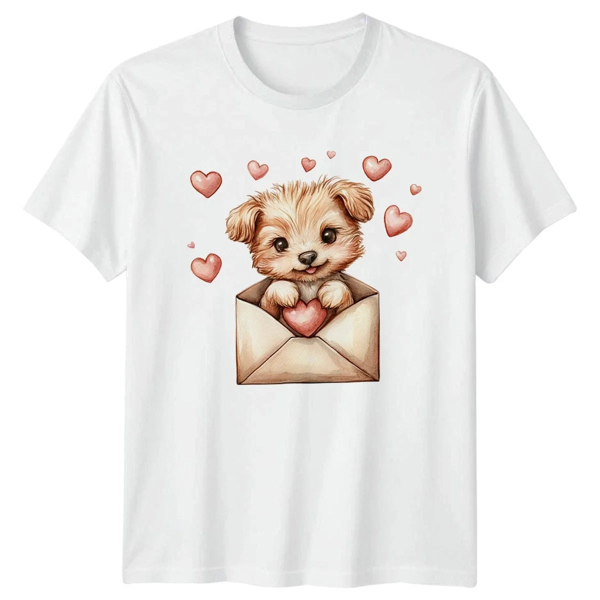 Puppy In Envelope Dogs Animals Mens Womens Tee Graphic Unisex Top Unisex , , , Long Sleeve Tee