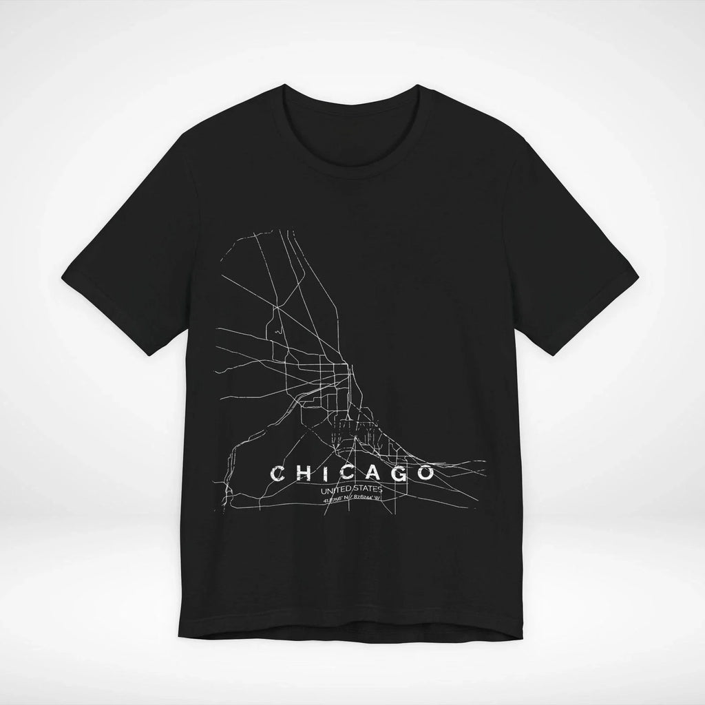 Chicago Illinois USA Train Map Rail Graphic Tee Streetwear Minimalistic Unisex , , , Long Sleeve Tee