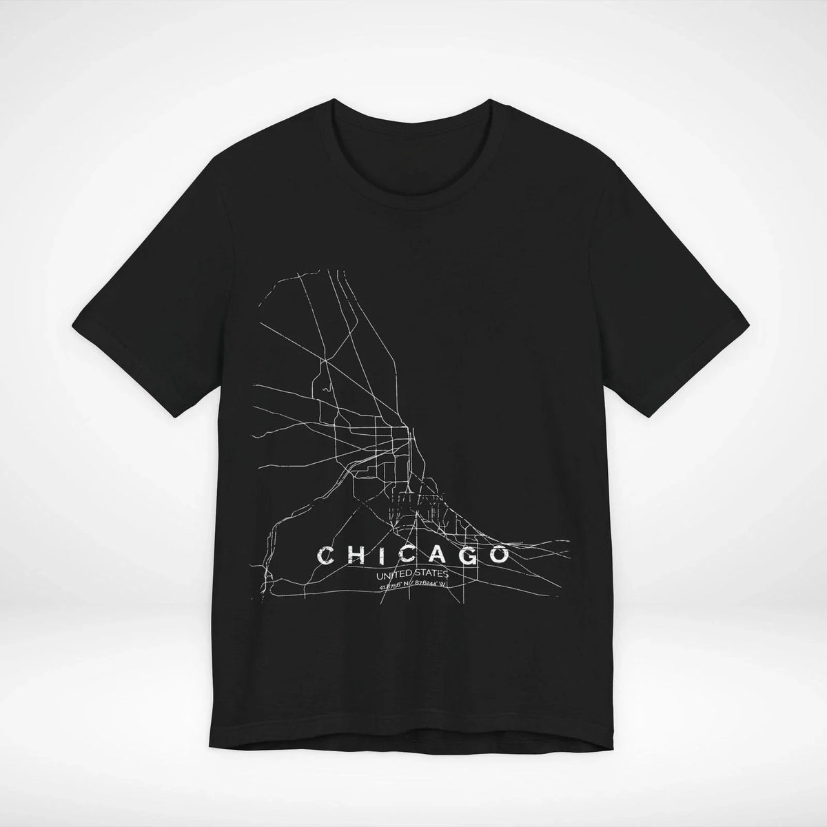 Chicago Illinois USA Train Map Rail Graphic Tee Streetwear Minimalistic Unisex , , , Long Sleeve Tee