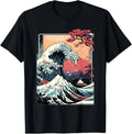 Vaporwave Glitch Aesthetic Great Wave off Kanagawa Retro Unisex , , , Long Sleeve Tee