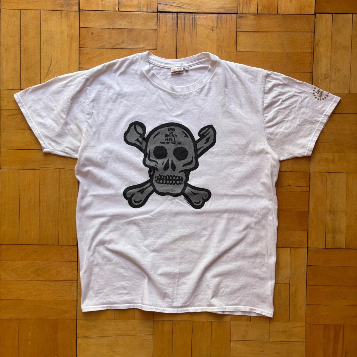 Archive Lewis Leathers Skull Graphic White Tee Punk Grunge Biker Size L Unisex , , , Long Sleeve Tee