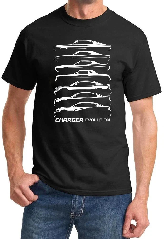 1966-2018 Charger Evolution Outline Design Tshirt NEW FREE SHIPPING Unisex , , , Long Sleeve Tee