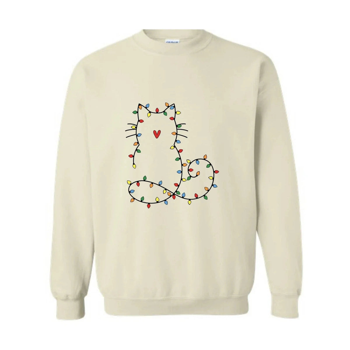Cute Cat Christmas Lights , Cat Lover Gift, Christmas , Holi Unisex , , , Long Sleeve Tee