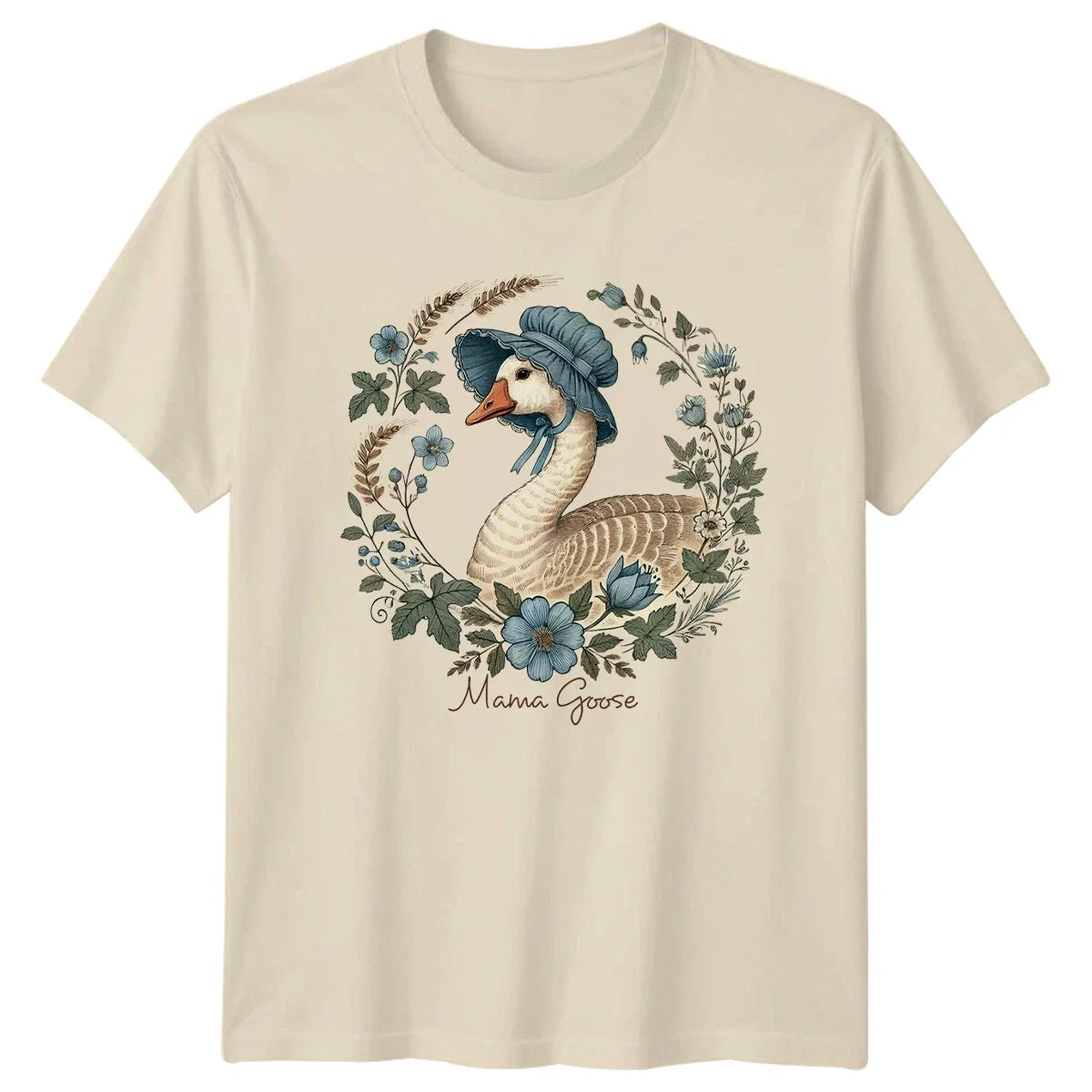 Mama Goose Floral Wreath , Cute Goose Pun Tee Unisex , , , Long Sleeve Tee