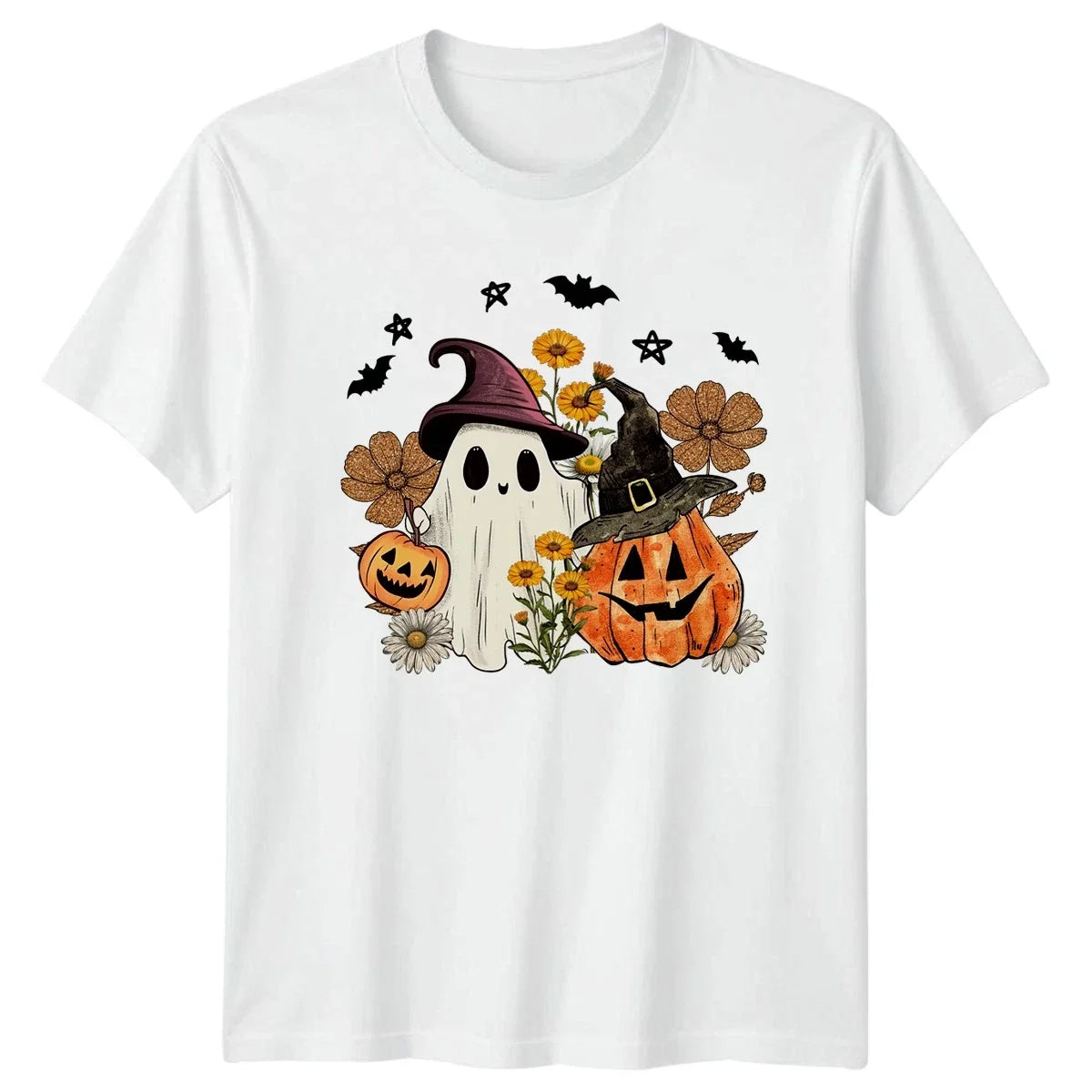 Cute Ghost Pumpkin Halloween Graphic Tee Mens Womens Unisex Unisex , , , Long Sleeve Tee