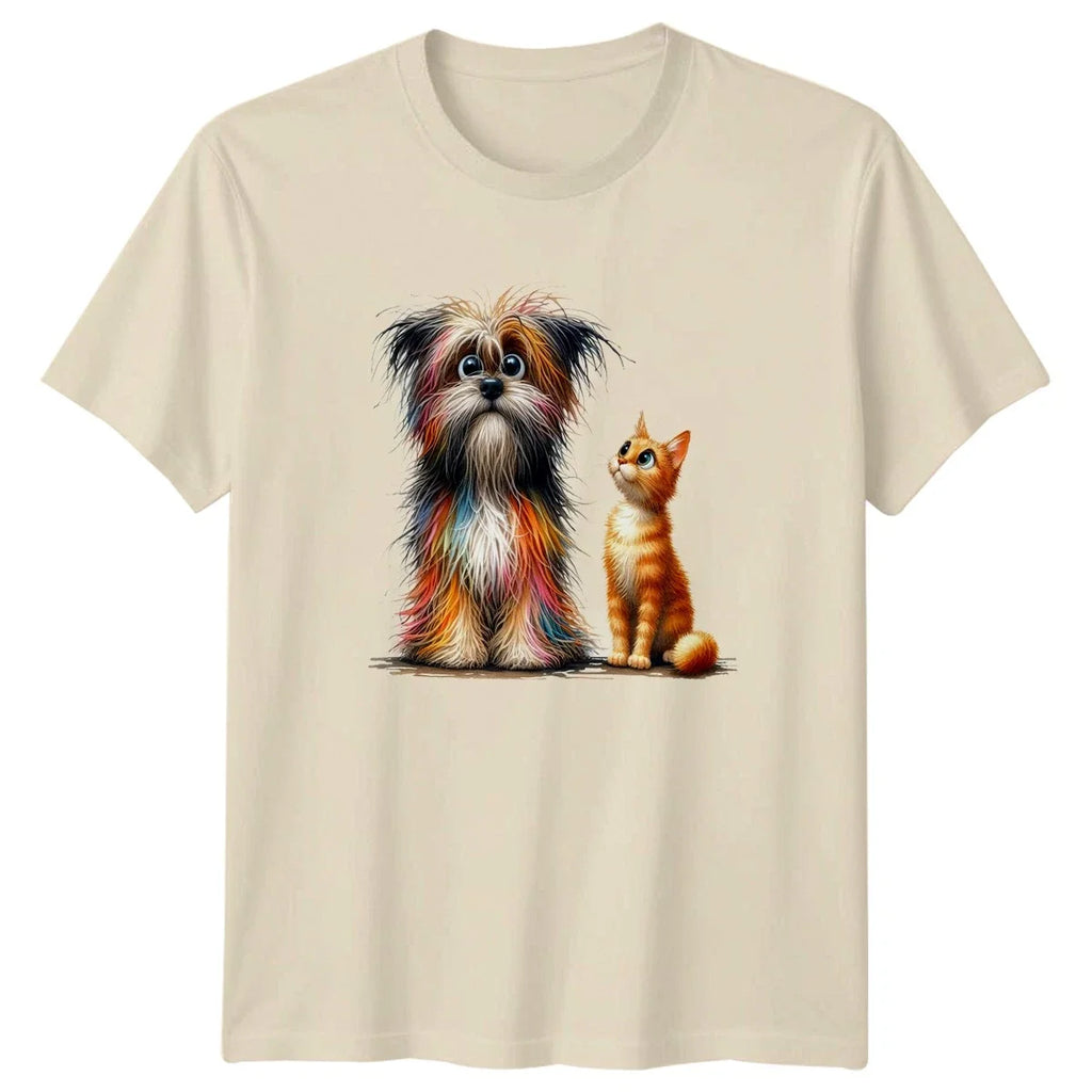 Colorful Shaggy Dog Cute Cat Animals Dogs Cats Mens Womens Tee Graphic Unisex , , , Long Sleeve Tee
